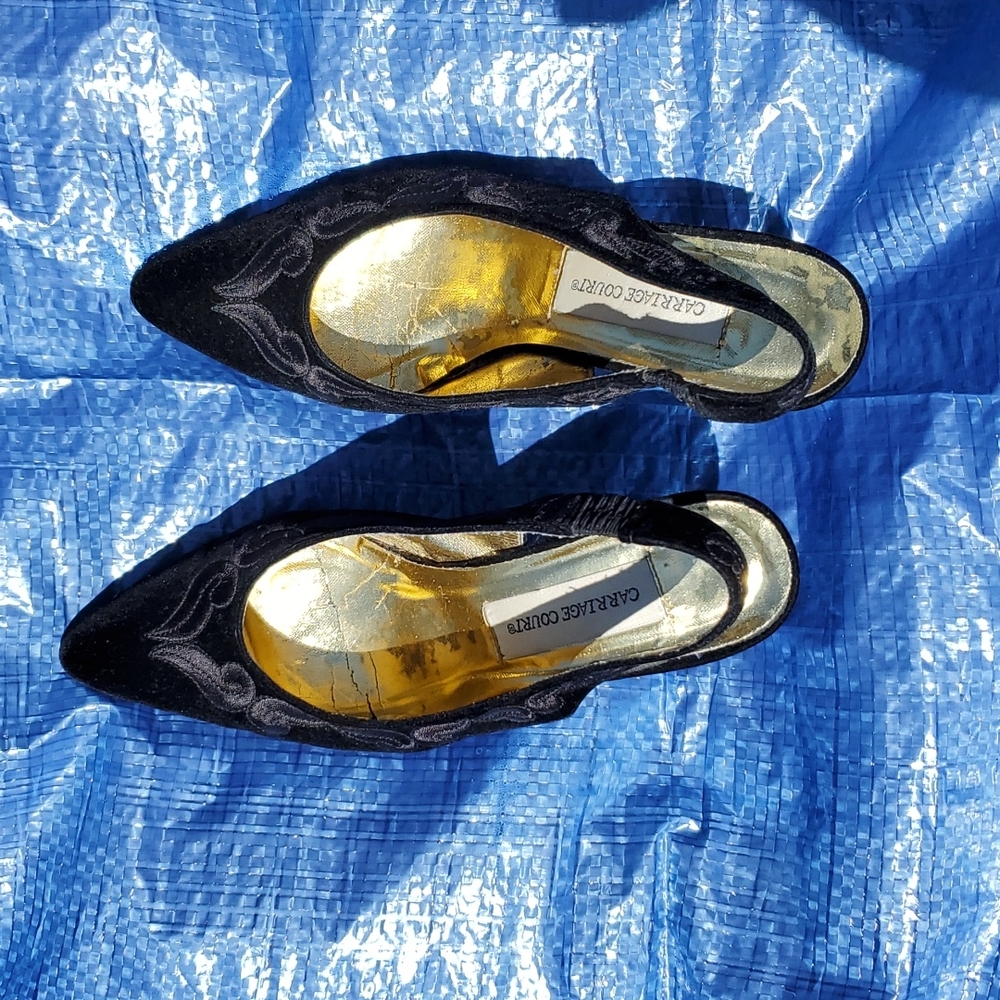 Vintage Velour Leather Velvet Decorative Heels 7
